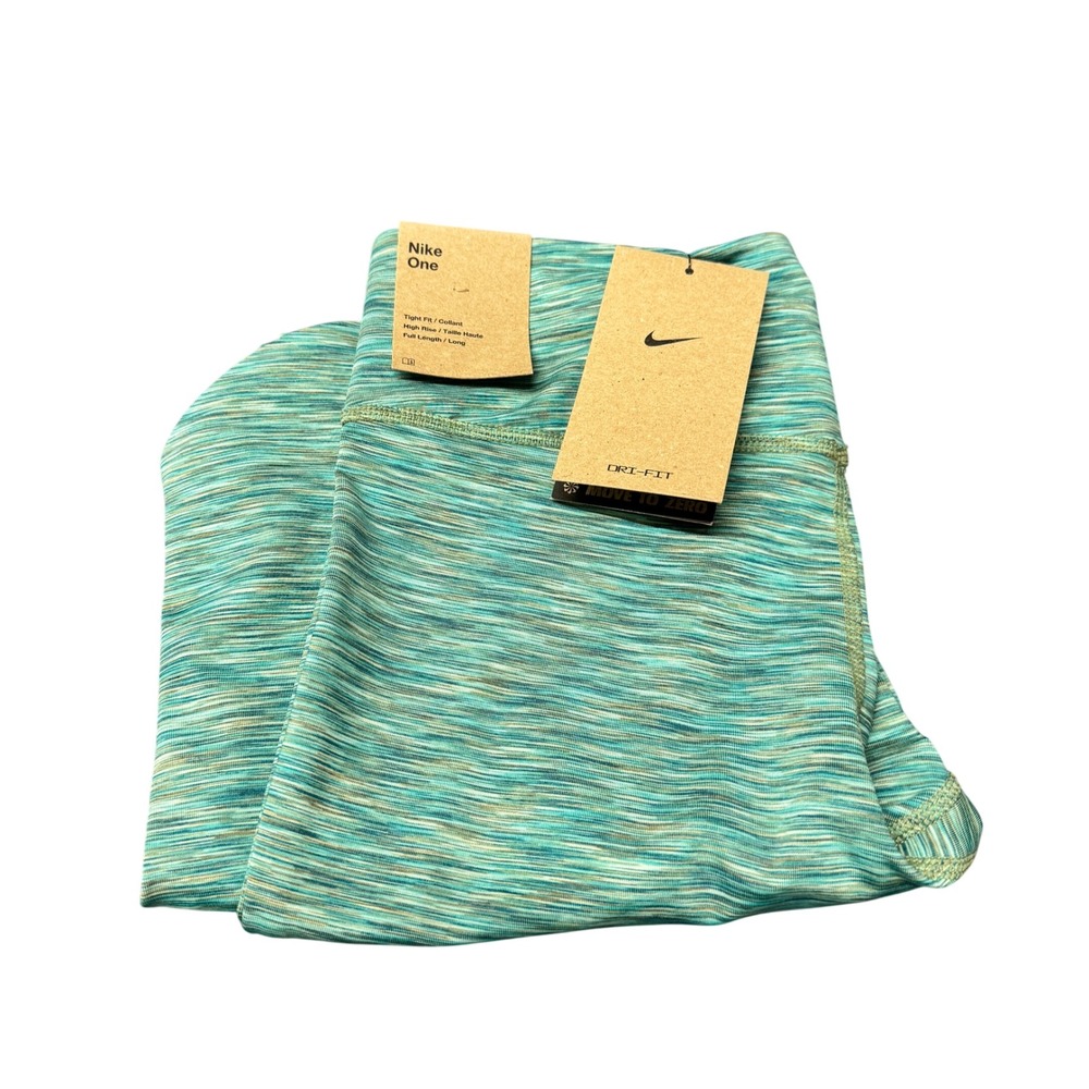 Nike Leggings Kids Girls Large One Dri-FIT Teal Space Dye Activewear Gym NEW